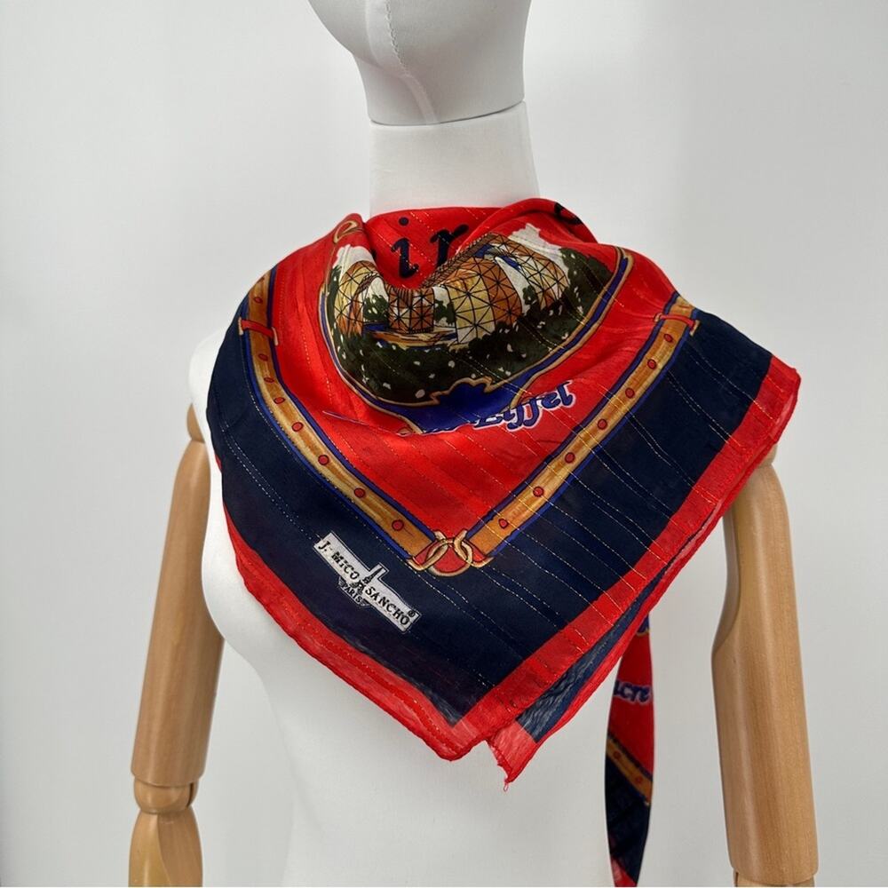 Vintage J. MICO SANCHO Souvenir Paris Square Scarf